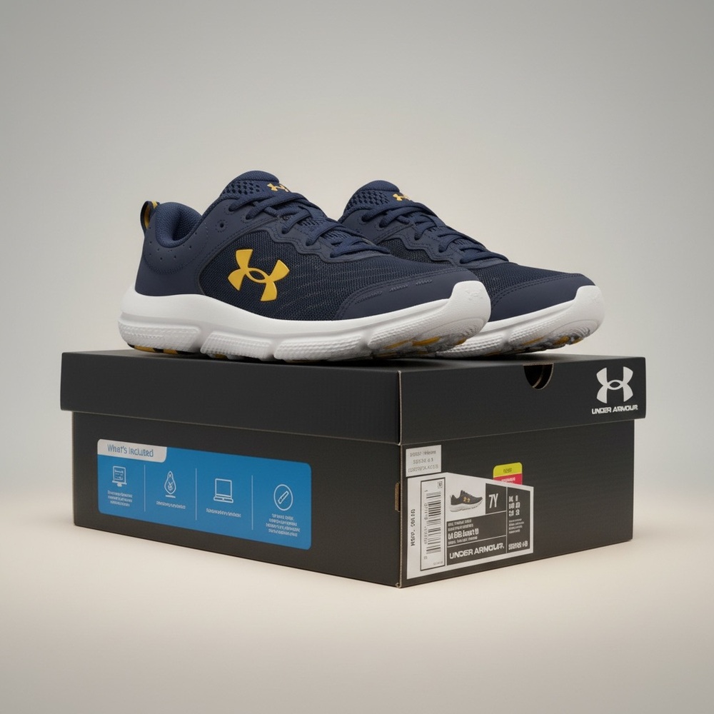 Under Armor Navy & Gold Athletic Trainers women's 8.5 youth 7